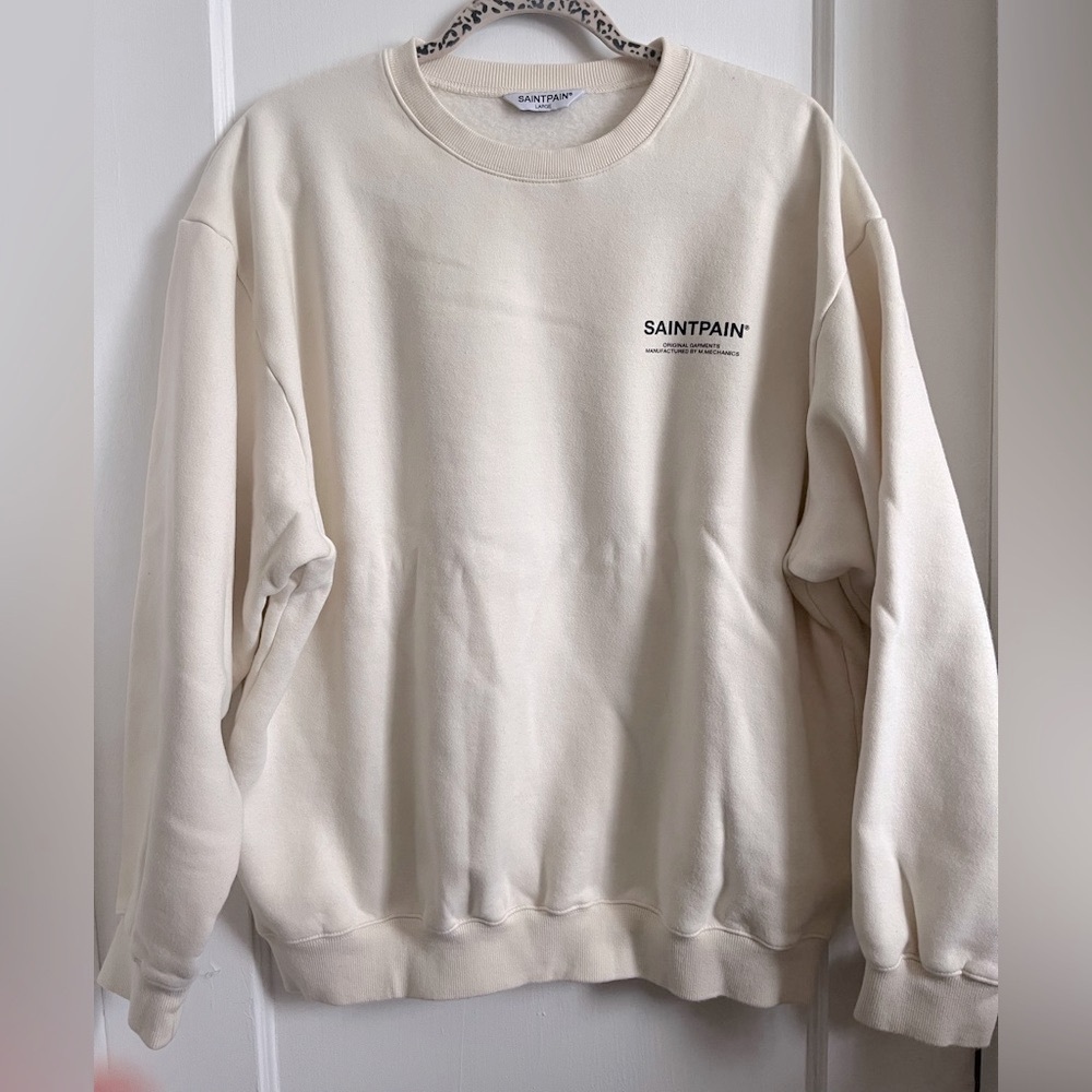 SAINTPAIN Cream Men's Crewneck Sweatshirt.